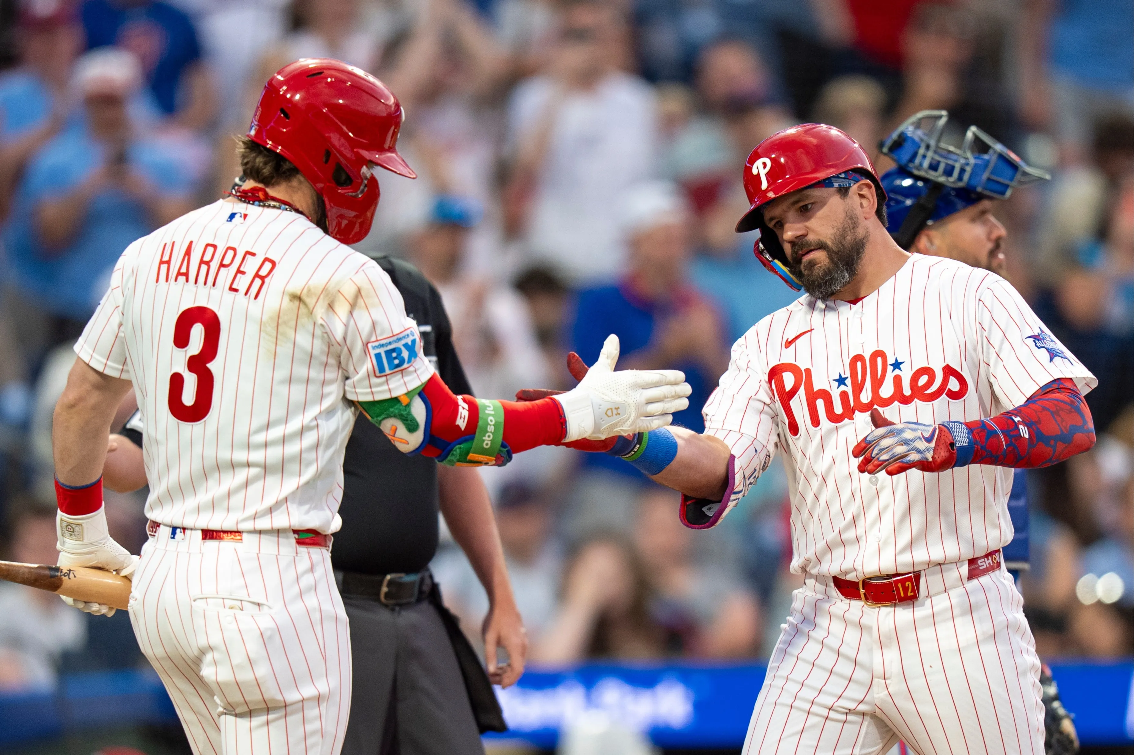 Phillies’ Bryce Harper and Kyle Schwarber complete historic feats in blowout win over Mets